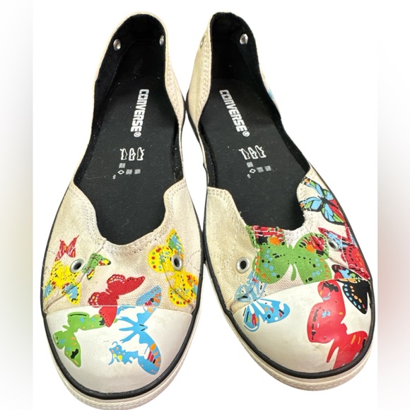 Converse Shoes - Converse Women's Butterfly Canvas Slip-On Flats in Beige